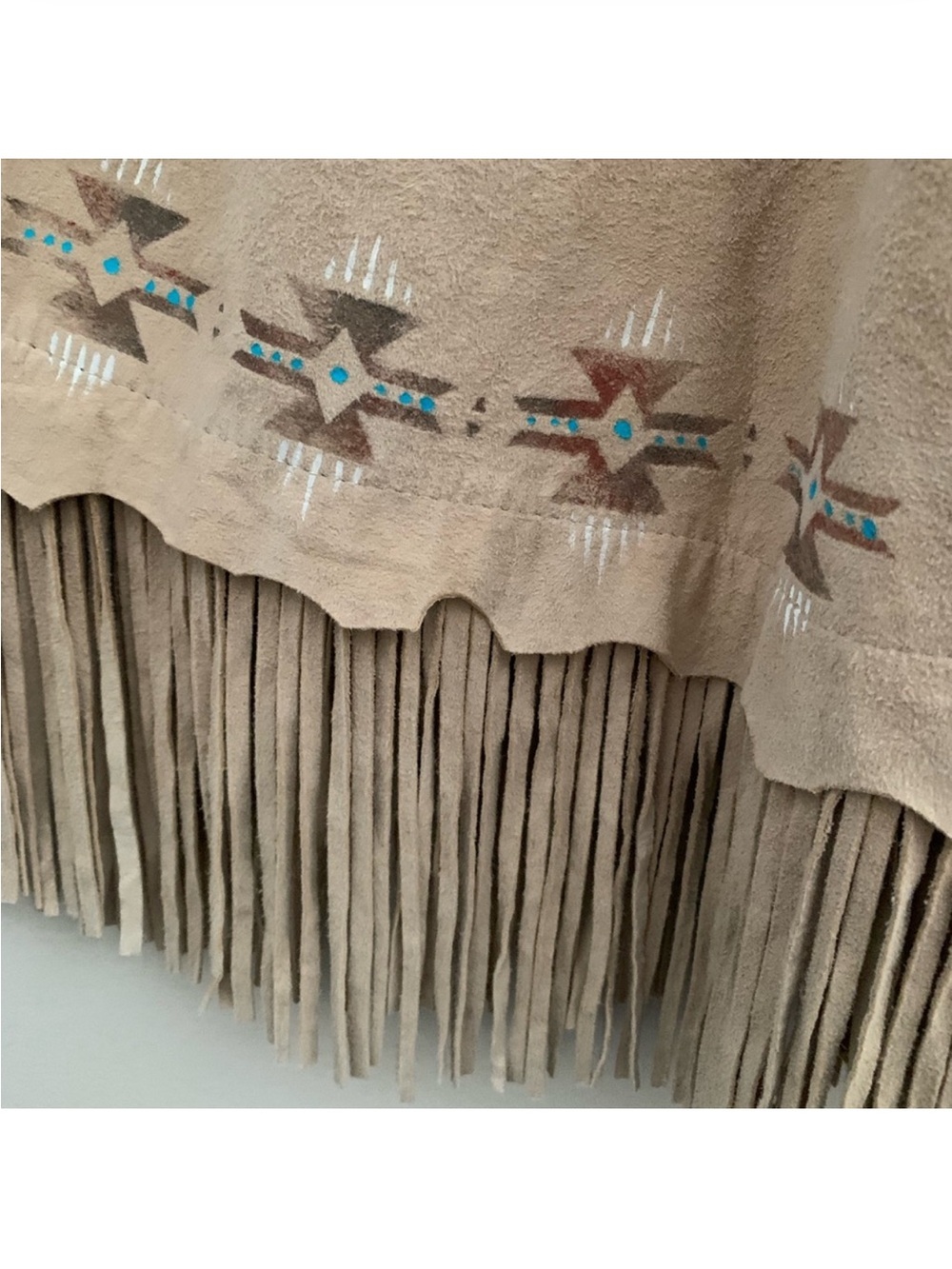 Patricia Wolf hand painted fringe skirt concho buttons up the front art to wear - Picture 6 of 10